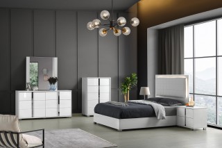 Unique Leather Design Master Bedroom with Storage Accessories