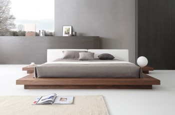 Elegant Leather Platform and Headboard Bed Elegant Leather Platform and Headboard Bed