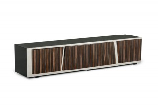 Modern Ebony TV Stand with Dark Coffee Tempered Glass Top