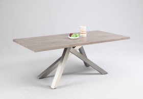 Dark Oak Dining Table with Stainless Steel Legs