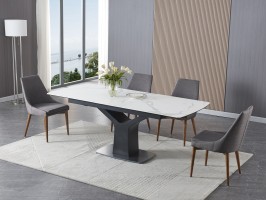 Beautiful Grey Brush Top and Stainless Steel Legs Dining Table