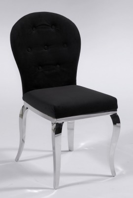 Black Microfiber Seat and Back Chair with Chrome Legs