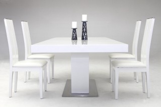 Elegant Stainless Steel Dining Set with High Gloss White Finish