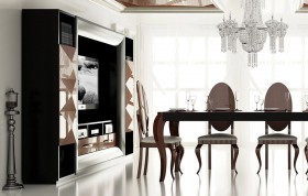 Contemporary Black and Rose Gold Wall Unit