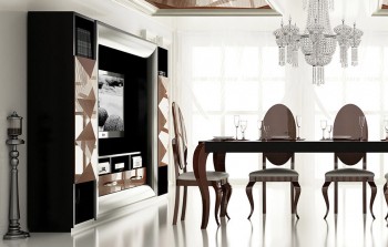Contemporary Black and Rose Gold Wall Unit Contemporary Black and Rose Gold Wall Unit
