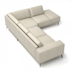 Elite Leather Upholstery Corner L-shape Sofa with Pillows