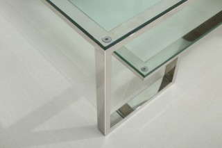 Modern Tampered Glass and Chrome Base Coffee Table