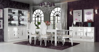 Wooden Contemporary Dining Room Set with Extension Leaf