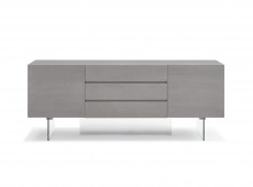 Luxury Gray Oak Buffet with Clear Glass Base