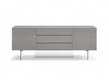 Luxury Gray Oak Buffet with Clear Glass Base Luxury Gray Oak Buffet with Clear Glass Base