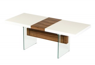 White and Walnut Floating Extendable Dining Table