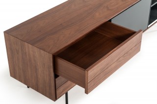 Elite Walnut and Charcoal Grey TV Stand with Metal Legs