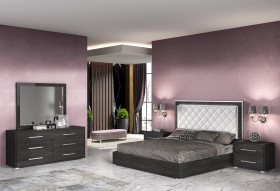 Stylish Leather High End Bedroom Sets feat Light