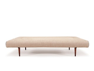 Contemporary Natural Fabric Color Sofa Bed with Walnut Legs