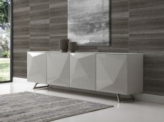 Gray Buffet with Designed Doors and Pure Glass Top Gray Buffet with Designed Doors and Pure Glass Top