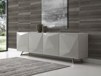 Gray Buffet with Designed Doors and Pure Glass Top Gray Buffet with Designed Doors and Pure Glass Top