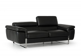 Italian Made Black Top Grain Full Leather Sofa Set