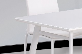 White Upholstered Side Chairs with Glossy White Finished Legs