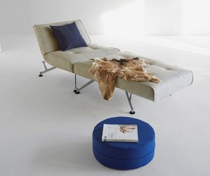 Khaki Sofa Bed Convertible with Chrome Legs