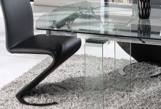 Gorgeous Extendable Floating Table with Black Leather Chairs