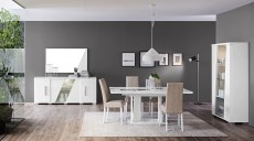 Contemporary Wooden Lacquered Dining Set with Extendable Top Contemporary Wooden Lacquered Dining Set with Extendable Top