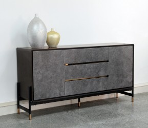 Contemporary Walnut Buffet with Gold Tips