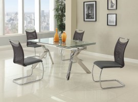 Fashionable Rectangular Glass Top Leather Kitchen Dinette Sets