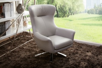 Leather Upholstered Swivel Accent Lounge Chair