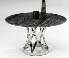 Shiny Marble Top and Chrome Plate Spiral Outline Contemporary Table