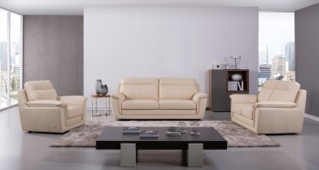 Top-Grain Italian Leather Beige Three Piece Sofa Set