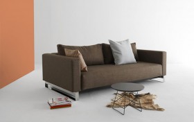 Begum Olive Upholstered Sofa Bed with Durable Chrome Legs