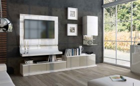 Exquisite White with Light Beige Wall Unit