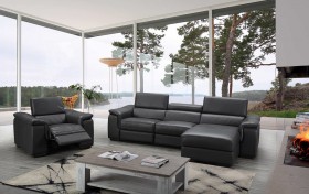 Sophisticated Quality Leather L-shape Sectional