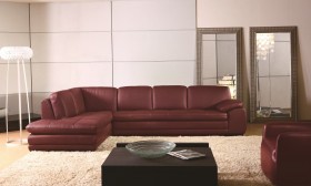 High-class Tufted Curved Sectional Sofa in Leather