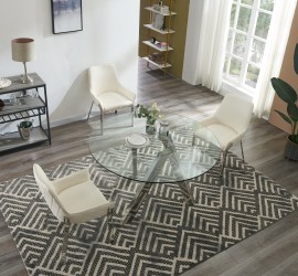 Exquisite Clear Glass Top Leather Table and Four Chairs