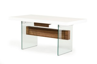 White and Walnut Floating Extendable Dining Table