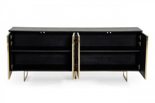 Modern Black Oak and Champagne Gold Buffet for Living Room