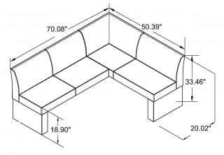 Extendable in Wood Fabric Seats Dinner Table and Nook