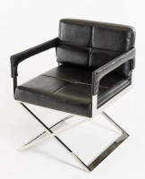 Stainless Steel Frame Black Bonded Leather Chair