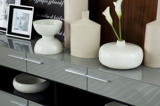 Modern Grey High Gloss Buffet with Glass