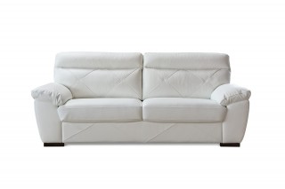 White Leather Sofa Set with Black Accents