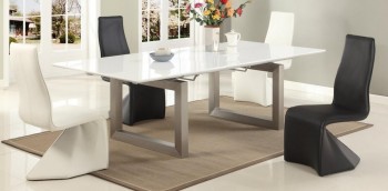 Extendable Rectangular Modern Dinner Table Set with Leaf