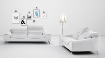 White Sofa Set in Soft Leather with Color Options White Sofa Set in Soft Leather with Color Options