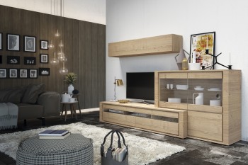 Textured Oak Brown Wall Unit