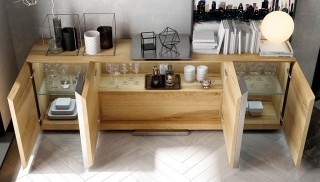 Light Wooden Oak with Metallic Buffet