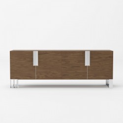 Modern Walnut and Stainless Steel Buffet