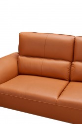 Italian Leather Sofa Set with Steel Legs