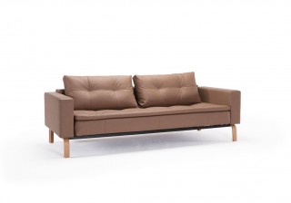 Contemporary Sofa Bed with Arms Wapped in Fabric or Leather