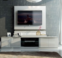 Spain Made White Lacquer Floating Wall Unit with Optional Base