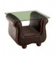 Leather End Table with Clear Glass Top
